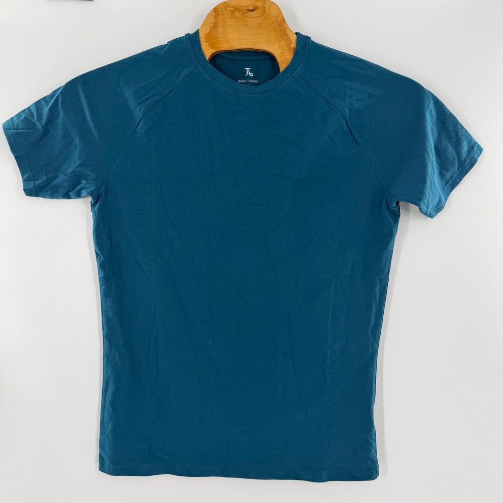 Tailored Athlete Basic T-Shirt Mens L Teal Blue Raglan Short Sleeve Muscle Fit